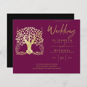 Papier Arbre d'or moderne de la vie Budget Mariage invite