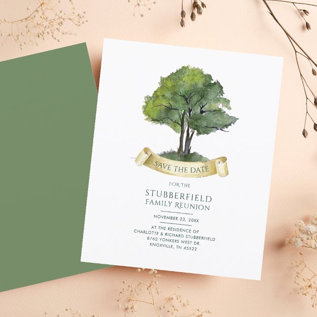 Papier Arbre généalogique de la réunion familiale moderne (Modern Family Reunion Genealogy Tree Save the Date)