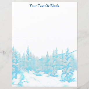 Papier Arbres bleus neigeux