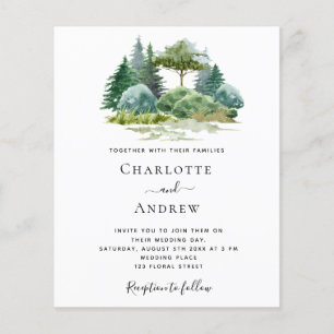 Papier Arbres de forêt mariage budget aquarelle simple
