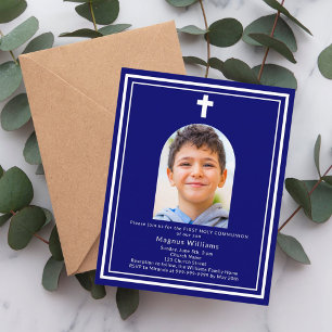 Papier Arc bleu de la marine photo Première communion inv