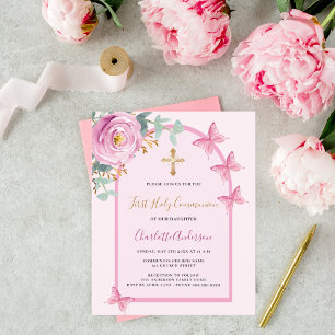 Papier Arc de papillons roses de la première sainte commu