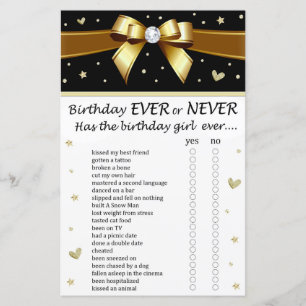 Papier Arc d'or Anniversaire Jamais ou jamais Jeu
