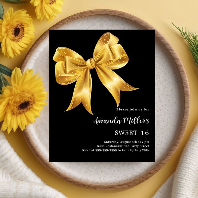 Papier Arc d'or noir Sweet 16 invitation (Créateur téléchargé)