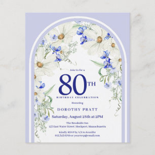 Papier Arc floral bleu blanc budget 80e anniversaire Invi