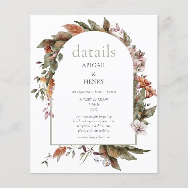 Papier Arc Romance d'automne Mariage Floral (Devant)