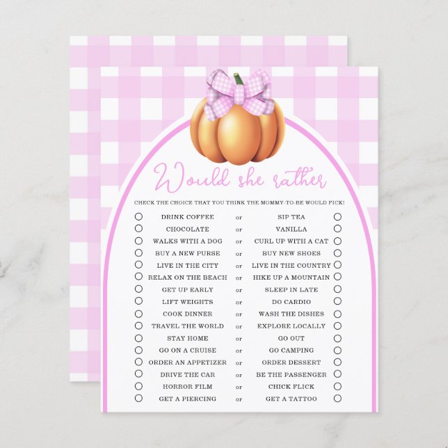 Papier Arc rose citrouille Voudrait-elle plutôt jouer (Devant / Derrière)