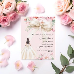 Papier Arc rose robe crème fleurie robe Quinceanera invit