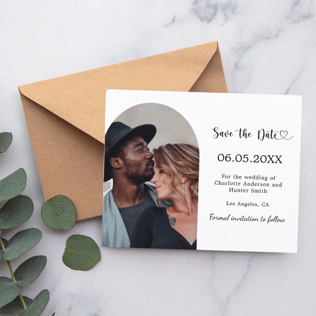 Papier Arch photo modern wedding Save the Date card (Créateur téléchargé)