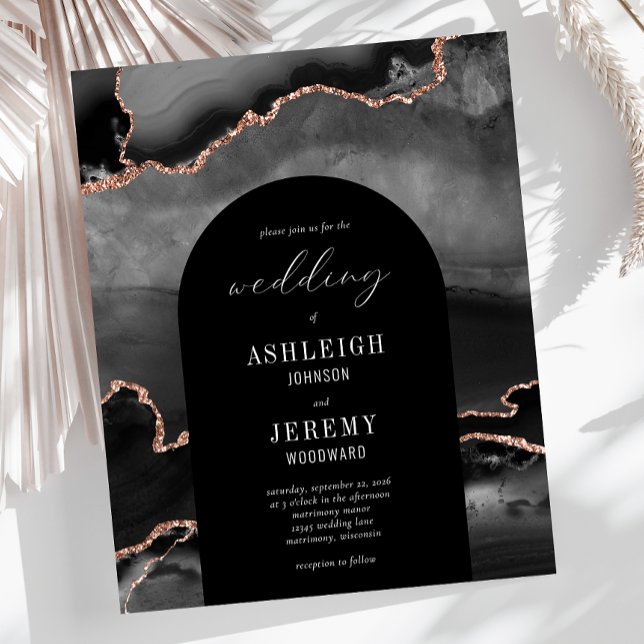 Papier Arche budgétaire Rose noir Gold Agate Mariage Invi (Créateur téléchargé)