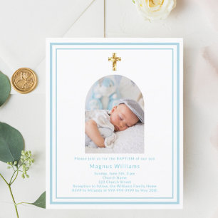 Papier Arche de photo bébé bleu garçon Invitation de bapt