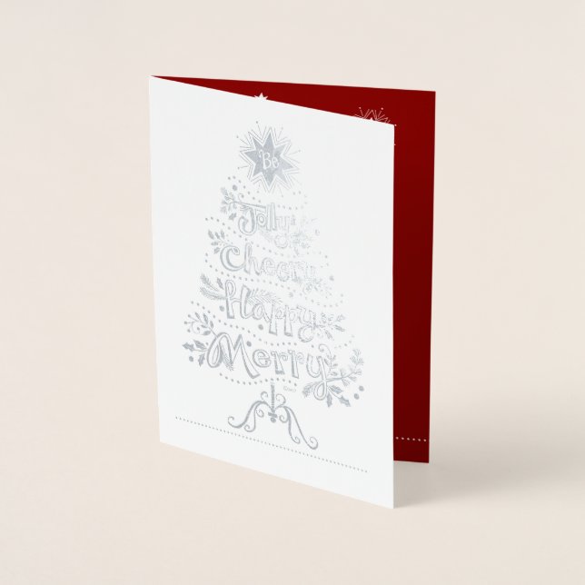Papier argenté Carte de vacances de Noël Arbre de  (Devant)