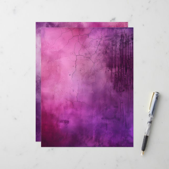 Papier Arrière - plan Grungy rose et violet (Devant/Arrière en situation)