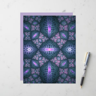 Papier Art abstrait de motif fractal 3D bleu violet rose