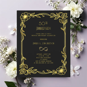 Papier Art Déco Gatsby noir 50e faire-part de mariage