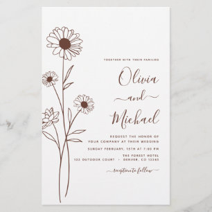 Papier Art minimaliste mariage de la ligne végétale