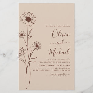 Papier Art minimaliste mariage de la ligne végétale