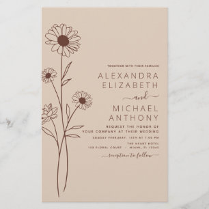 Papier Art minimaliste mariage de la ligne végétale