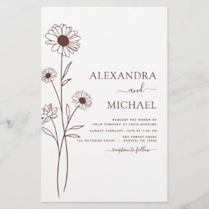 Papier Art minimaliste mariage de la ligne végétale