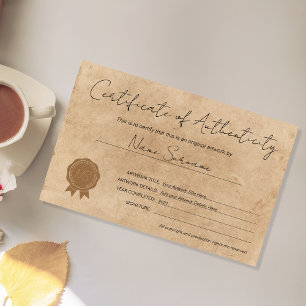 Papier Art moderne Certificat d'authenticité par