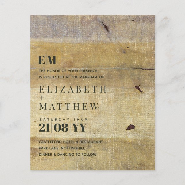 Papier Art moderne Typographie rustique Mariage Invite (Devant)