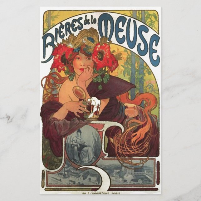 Papier Art Nouveau vintage Alphonse Mucha (Devant)
