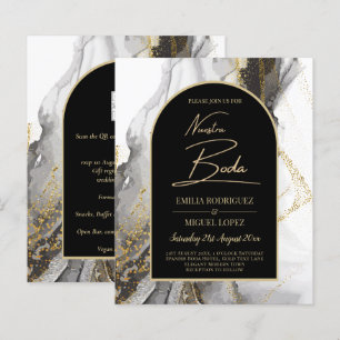 Papier Artículo de boda negro y dorado, bilingüe