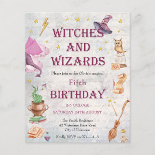 Papier Assistant Sorcière Invitation d'anniversaire magiq