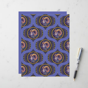 Papier Astrologie des baies lunaires rétro Mandala Motif