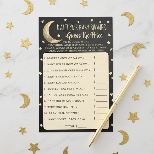 Papier Au-Dessus De La Lune | Baby shower Devinez Le Jeu  (Créateur téléchargé)