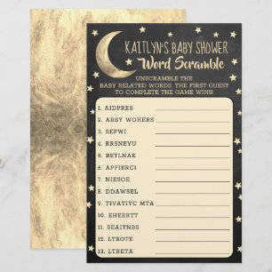Papier Au-Dessus De La Lune Baby shower Jeu Word Scramb
