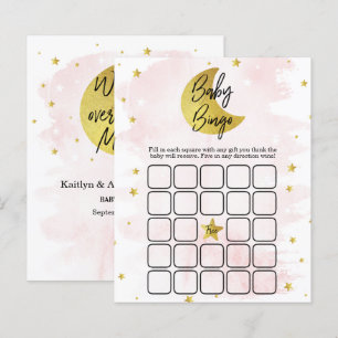 Papier Au-Dessus De La Lune Bingo Baby shower Filles