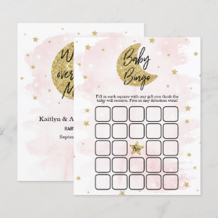Papier Au-Dessus De La Lune Bingo Baby shower Filles