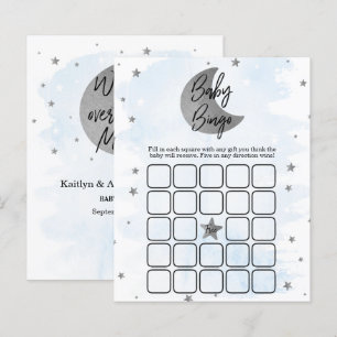 Papier Au-Dessus De La Lune   Boys Baby shower Bingo