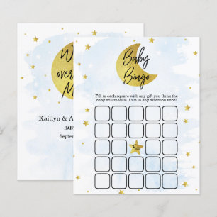 Papier Au-Dessus De La Lune   Boys Baby shower Bingo