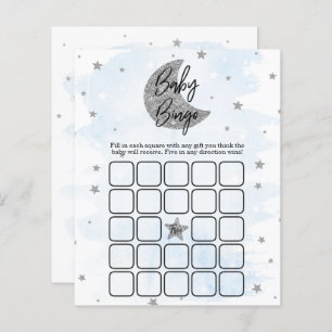 Papier Au-Dessus De La Lune   Boys Baby shower Bingo