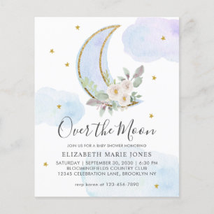 Papier Au-dessus du Baby shower des Garçons Floraux Bleu