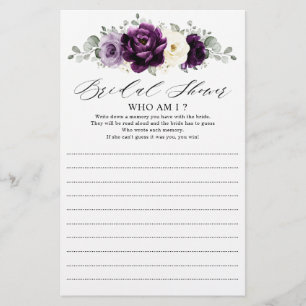 Papier Aubergine Plum violet blanc d'ivoire Qui suis-je J