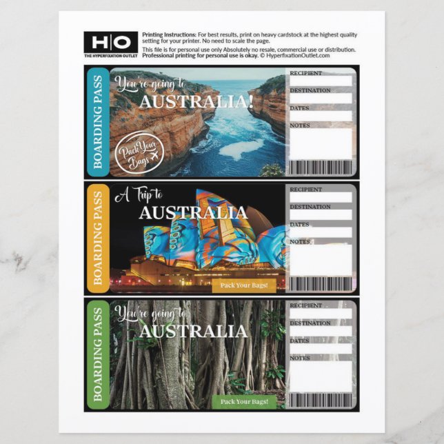 Papier Australie Faux billet pour Voyage et Événements (Devant)