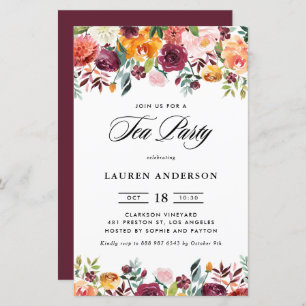 Papier Automne Blooms Garland Bridal Tea Party Invitation