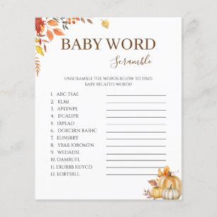 Papier Automne Boho Baby shower Mot Jeu