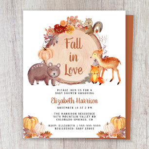 Papier Automne Bois Animaux Baby shower Invitation
