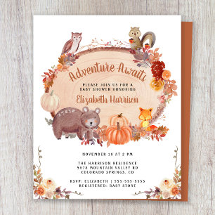 Papier Automne Bois Animaux Baby shower Invitation