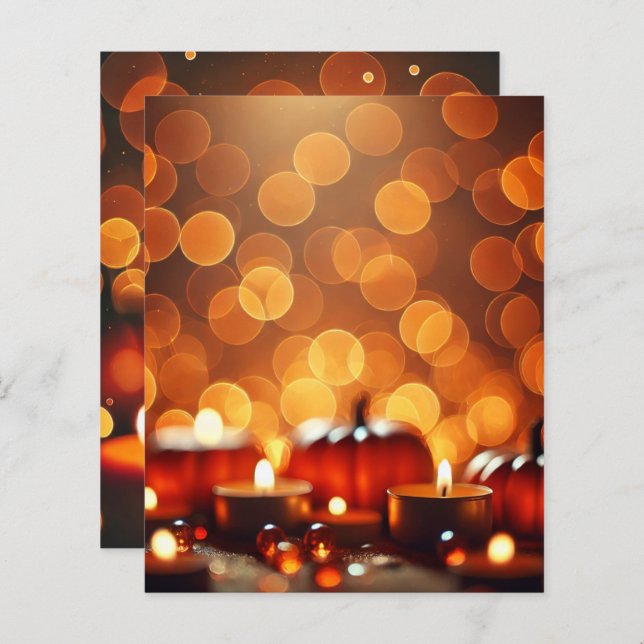 Papier Automne Bougie Lit Citrouilles Bokeh Scrapbook Pap (Devant / Derrière)
