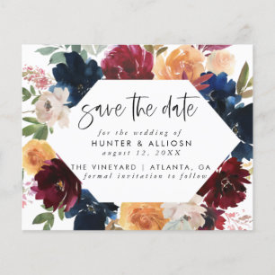 Papier Automne Floral Enregistrer la date