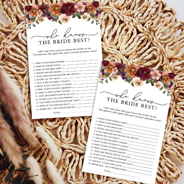 Papier Automne Floral qui connaît Mariée le meilleur jeu  (Créateur téléchargé)