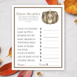 Papier Automne ours citrouille - Devinez le prix! Jeu