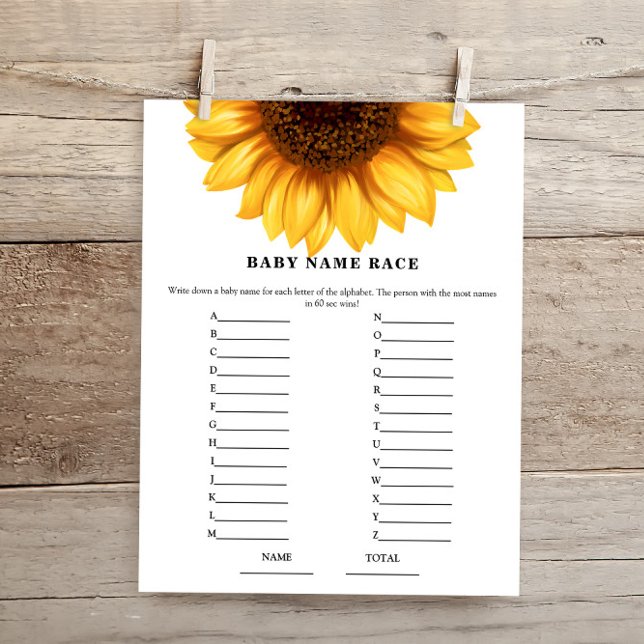 Papier Automne Sunflower Nom de la race Baby shower de co (Créateur téléchargé)