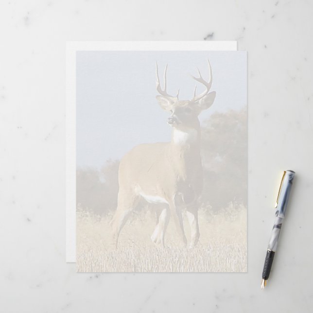 Papier Automne Whitetail Buck (Devant/Arrière en situation)