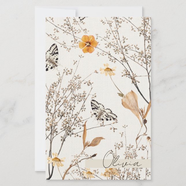 Papier Autumn Floral Butterfly Paper Sheet (Devant)